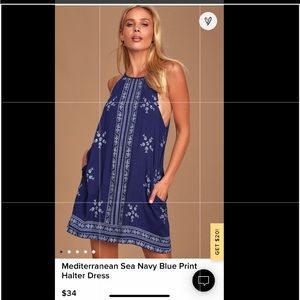 Lulus MEDITERRANEAN SEA NAVY BLUE HALTER DRESS, S